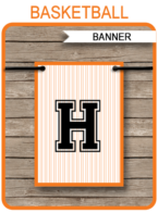 Basketball Party Banner template – black/orange