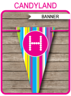 Colorful Banner Template - Candyland Banner - Happy Birthday Banner - Birthday Party - Editable and Printable DIY Template - INSTANT DOWNLOAD $4.50 via simonemadeit.com