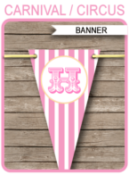 Pink Yellow Carnival Banner Template - Circus Banner Template - Happy Birthday Banner - Birthday Party - Editable and Printable DIY Template - INSTANT DOWNLOAD $4.50 via simonemadeit.com