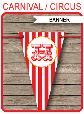 Carnival Party Banner Template Circus Banner Editable Bunting