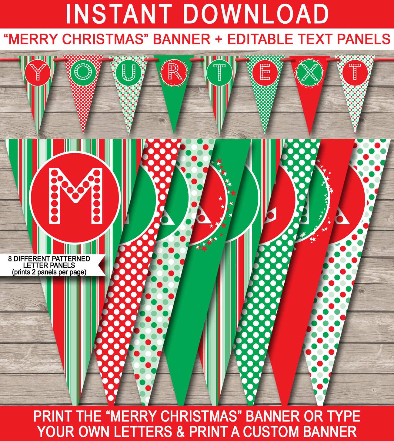 Christmas Banner Template | Merry Christmas Banner | Editable Bunting