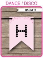 Dance Party Banner Template - Disco Party Banner - Happy Birthday Banner - Birthday Party - Editable and Printable DIY Template - INSTANT DOWNLOAD $4.50 via simonemadeit.com