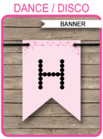 Dance Party Banner Template - Disco Party Banner - Happy Birthday Banner - Birthday Party - Editable and Printable DIY Template - INSTANT DOWNLOAD $4.50 via simonemadeit.com