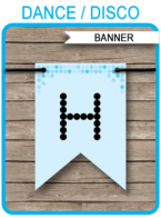 Blue Dance Banner Template - Disco Banner - Happy Birthday Banner - Birthday Party - Editable and Printable DIY Template - INSTANT DOWNLOAD $4.50 via simonemadeit.com
