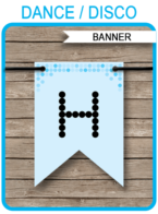 Blue Dance Banner Template - Disco Banner - Happy Birthday Banner - Birthday Party - Editable and Printable DIY Template - INSTANT DOWNLOAD $4.50 via simonemadeit.com