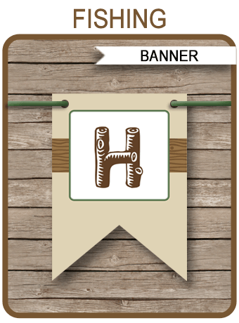 Fishing Party Banner Template, Birthday Banner