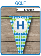 Golf Party Banner template – blue & green