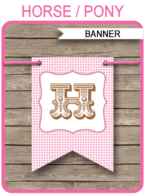 Horse or Pony Banner Template - Happy Birthday Banner - Birthday Party - Editable and Printable DIY Template - INSTANT DOWNLOAD $4.50 via simonemadeit.com