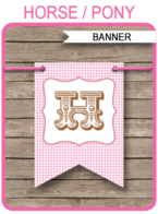 Horse or Pony Banner Template - Happy Birthday Banner - Birthday Party - Editable and Printable DIY Template - INSTANT DOWNLOAD $4.50 via simonemadeit.com