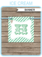 Ice Cream Party Banner Template - Ice Cream Bunting - Happy Birthday Banner - Birthday Party - Ice Cream Social - Editable and Printable DIY Template - INSTANT DOWNLOAD $4.50 via simonemadeit.com