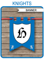 Knight Banner Template - Happy Birthday Banner - Medieval Knights - Birthday Party - Editable and Printable DIY Template - INSTANT DOWNLOAD $4.50 via simonemadeit.com
