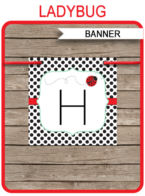 Ladybug Party Banner Template - Ladybug Bunting - Ladybird - Happy Birthday Banner - Birthday Party - Editable and Printable DIY Template - INSTANT DOWNLOAD $4.50 via simonemadeit.com