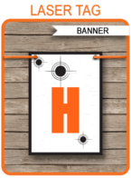 Laser Tag Birthday Banner Template - Laser Tag Bunting - Birthday Party - Orange and Black - Editable and Printable DIY Template - INSTANT DOWNLOAD $4.50 via simonemadeit.com