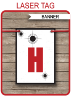Laser Tag Party Banner template – red/black