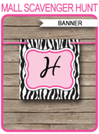 Pink Zebra Banner Template - Girls Happy Birthday Banner - Birthday Party - Editable and Printable DIY Template - INSTANT DOWNLOAD $4.50 via simonemadeit.com