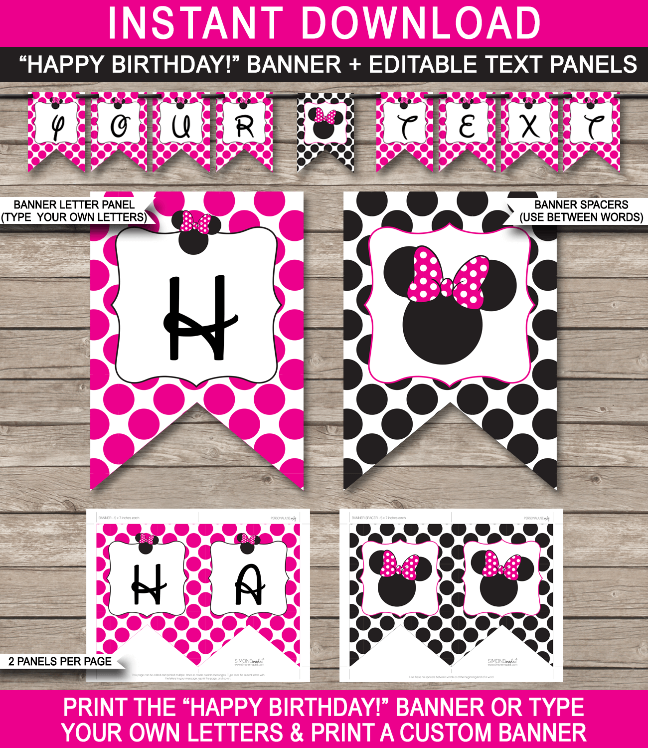 Minnie Mouse Birthday Card Template from www.simonemadeit.com