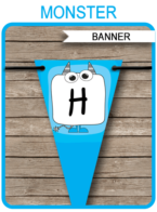Monster Banner Template - Happy Birthday Banner - Birthday Party - Editable and Printable DIY Template - INSTANT DOWNLOAD $4.50 via simonemadeit.com