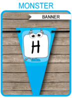 Monster Banner Template - Happy Birthday Banner - Birthday Party - Editable and Printable DIY Template - INSTANT DOWNLOAD $4.50 via simonemadeit.com