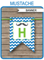 Mustache Party Banner Template - Mustache Bunting - Little Man - Happy Birthday Banner - Birthday Party - Editable and Printable DIY Template - INSTANT DOWNLOAD $4.50 via simonemadeit.com