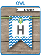Blue Owl Banner Template - Happy Birthday Banner - Birthday Party - Editable and Printable DIY Template - INSTANT DOWNLOAD $4.50 via simonemadeit.com