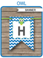 Owl Party Banner template – blue