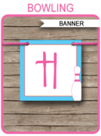 Bowling Party Banner template – pink/blue