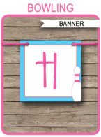 Bowling Party Banner template – pink/blue