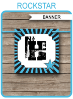 Blue Rockstar Birthday Banner Template - Bunting - Birthday Party - Editable and Printable DIY Template - INSTANT DOWNLOAD $4.50 via simonemadeit.com
