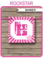 Pink Rockstar Party Banner Template - Bunting - Happy Birthday Banner - Birthday Party - Editable and Printable DIY Template - INSTANT DOWNLOAD $4.50 via simonemadeit.com