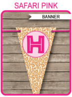 Pink Safari or Zoo Party Banner Template - Happy Birthday Banner - Birthday Party - Editable and Printable DIY Template - INSTANT DOWNLOAD $4.50 via simonemadeit.com