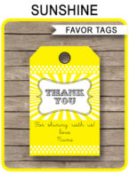 Sunshine Party Favor Tags template