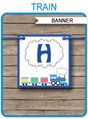 Steam Train Party Banner Template - Birthday Party Bunting - Happy Birthday Banner - Editable and Printable DIY Template - INSTANT DOWNLOAD $4.50 via simonemadeit.com