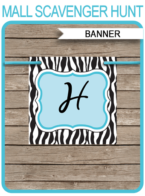 Zebra Birthday Banner Template - Turquoise Blue Zebra Bunting - Birthday Party - Editable and Printable DIY Template - INSTANT DOWNLOAD $4.50 via simonemadeit.com