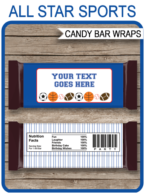 All Star Sports Hershey Candy Bar Wrappers template