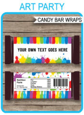 Art Party Hershey Candy Bar Wrappers | Birthday Party Favors | Personalized Candy Bars | Editable Template | INSTANT DOWNLOAD $3.00 via simonemadeit.com