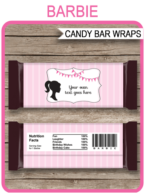 Barbie Hershey Candy Bar Wrappers template
