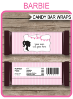 Barbie Hershey Candy Bar Wrappers | Birthday Party Favors | Personalized Candy Bars | Editable Template | INSTANT DOWNLOAD $3.00 via simonemadeit.com