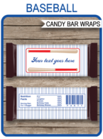 Baseball Hershey Candy Bar Wrappers template – cursive font