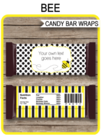 Bee Hershey Candy Bar Wrappers | Birthday Party Favors | Personalized Candy Bars | Editable Template | INSTANT DOWNLOAD $3.00 via simonemadeit.com