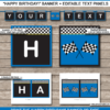Blue Race Car Pennant Banner