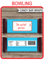 Bowling Hershey Candy Bar Wrappers template – red/blue