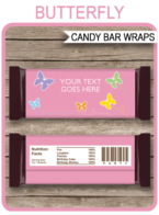 Butterfly Hershey Candy Bar Wrappers template