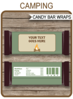 Camping Hershey Candy Bar Wrappers | Birthday Party Favors | Personalized Candy Bars | Editable Template | INSTANT DOWNLOAD $3.00 via simonemadeit.com