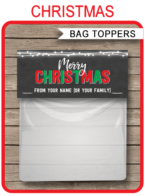 Christmas Chalkboard Gift Bag Toppers template – red & green