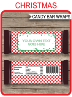 Christmas Hershey Candy Bar Wrappers template – red & green