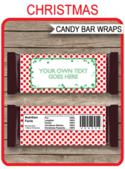 Christmas Hershey Candy Bar Wrappers | Red & Green | Personalized Candy Bars | Editable Template | INSTANT DOWNLOAD $3.00 via simonemadeit.com