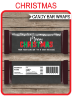 Christmas Chalkboard Candy Bar Wrappers template – red & green