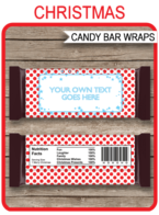 Christmas Candy Bar Wrappers | Red & Blue | Personalized Candy Bars | Hershey Chocolate Bars | Editable Template | INSTANT DOWNLOAD $3.00 via simonemadeit.com