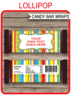 Sweet Shoppe Colorful Hershey Candy Bar Wrappers | Birthday Party Favors | Personalized Candy Bars | Editable Template | INSTANT DOWNLOAD $3.00 via simonemadeit.com