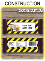 Construction Hershey Candy Bar Wrappers template